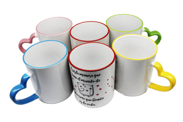 Mug personalizado con color en el borde y oreja corazón de 11 oz