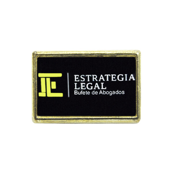 Pines metálicos rectangulares personalizados para eventos - 2023