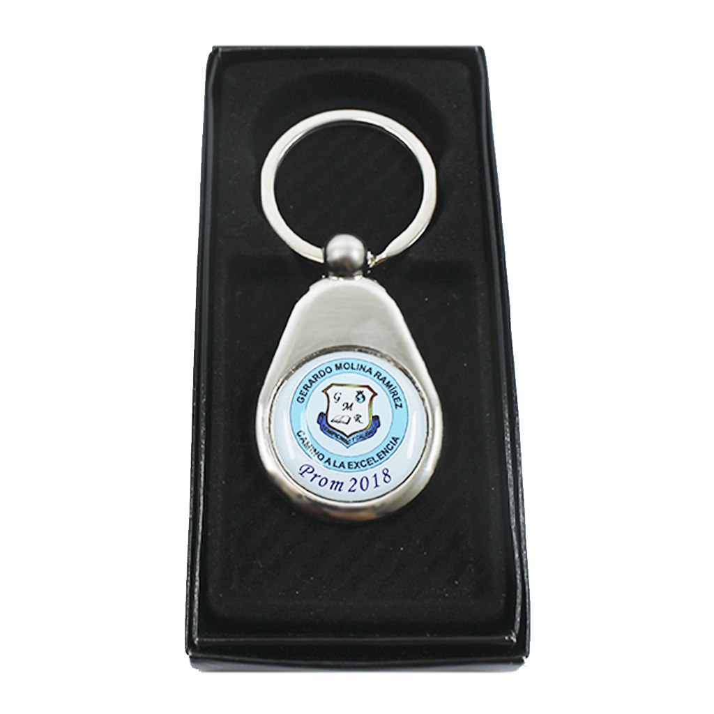 Llavero personalizado metálico en forma de gota | ¡Compra online!